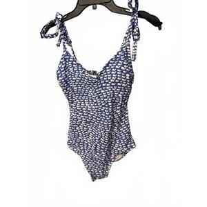 Vineyard Vines Blue Whale Print One-Piece Swimsuit with Tie Straps Size S
